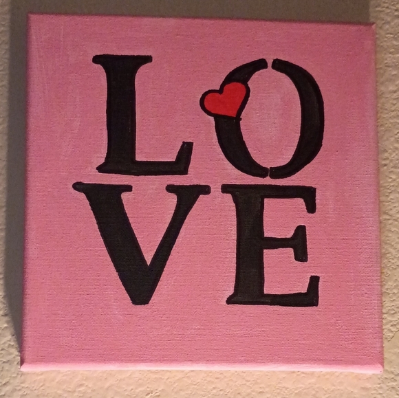 Hand Painted Other - Handpainted Pink Love Canvas Wall Art